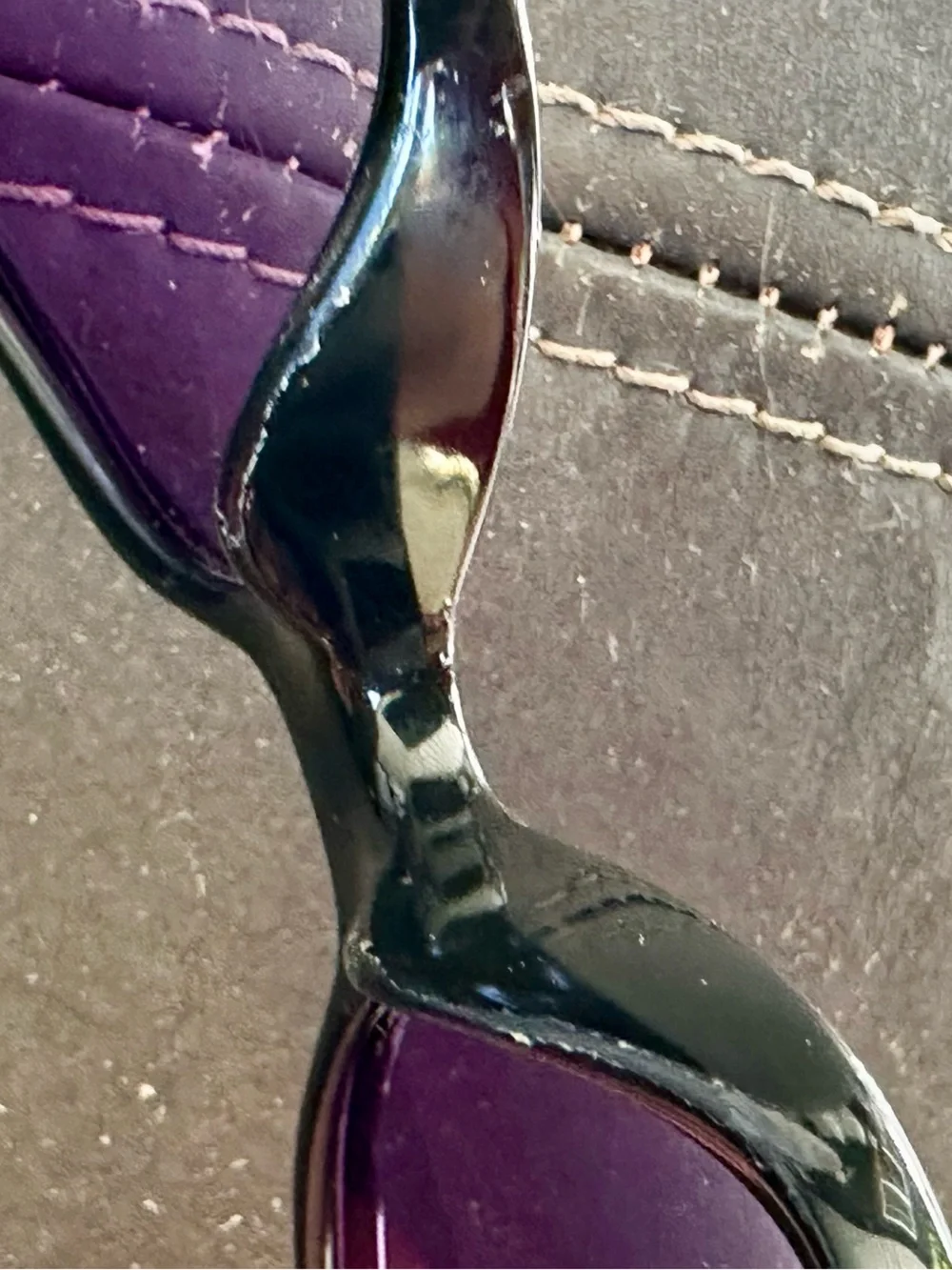 Vintage CHANEL Silver CC Logo Black Sunglasses with Purple Gradient Lenses, Box